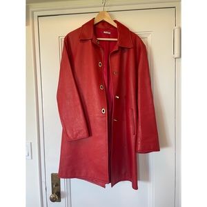 Miu Miu Vintage Leather Trench Coat in Red